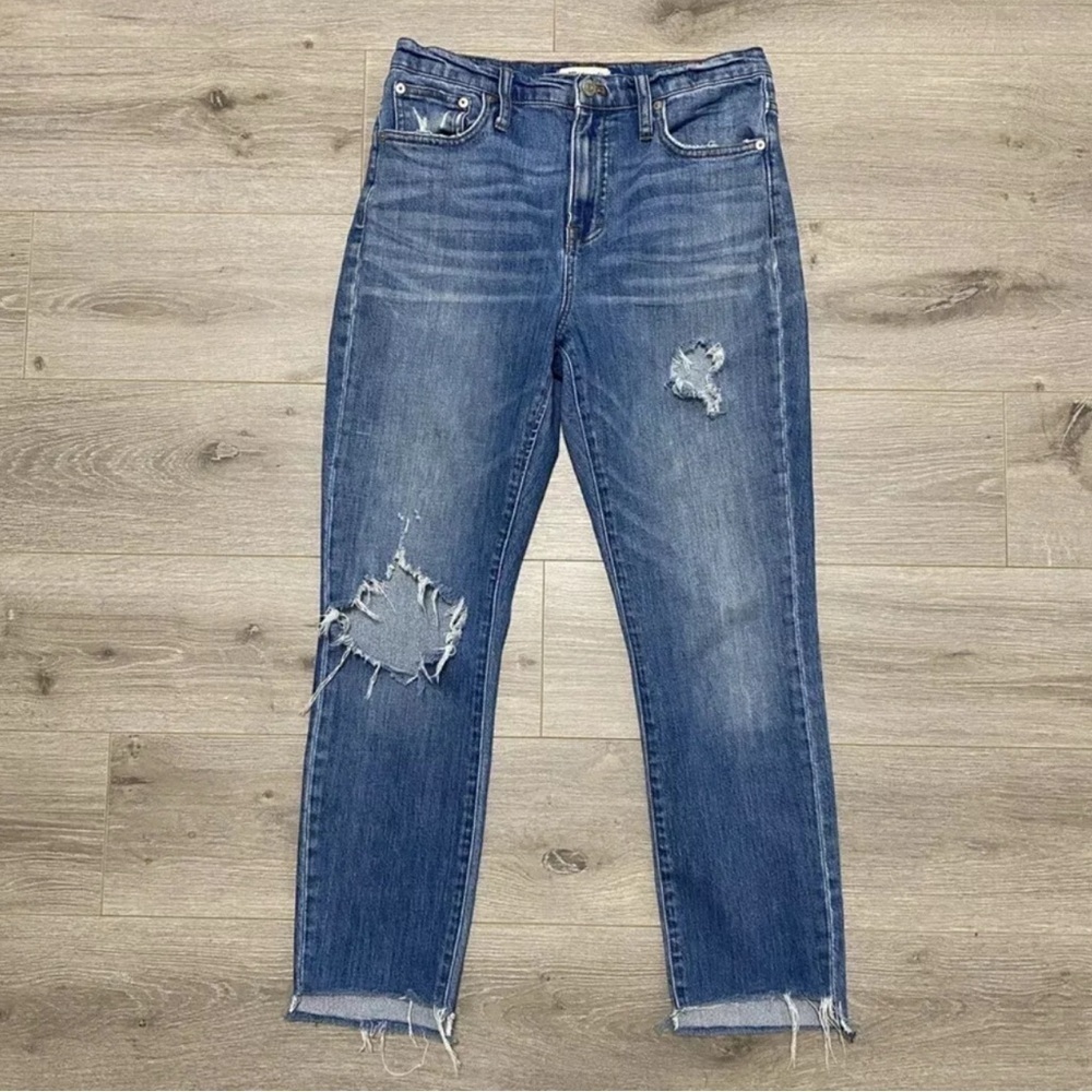 Madewell Jeans Womens 26 (Actual 28x26) Blue The High-Rise Slim Boyjean Distress